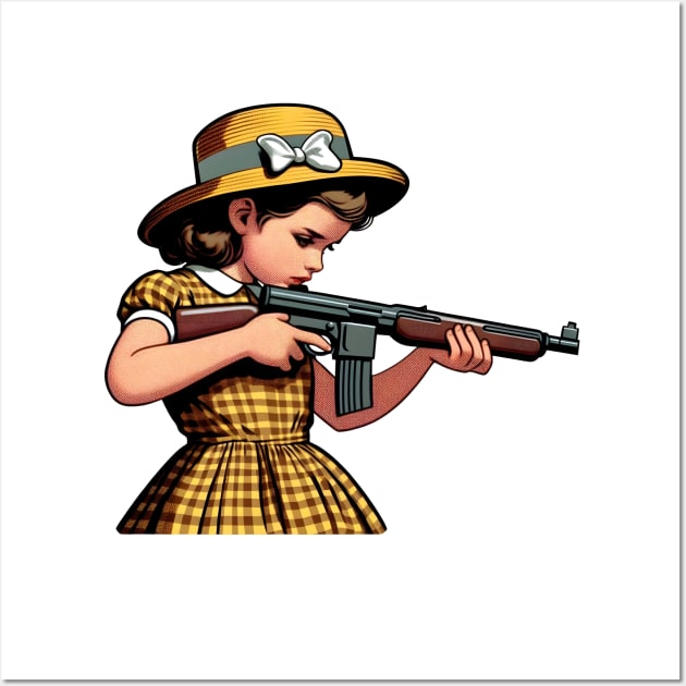 The Little Girl and a Toy Gun Wall Art by Rawlifegraphic